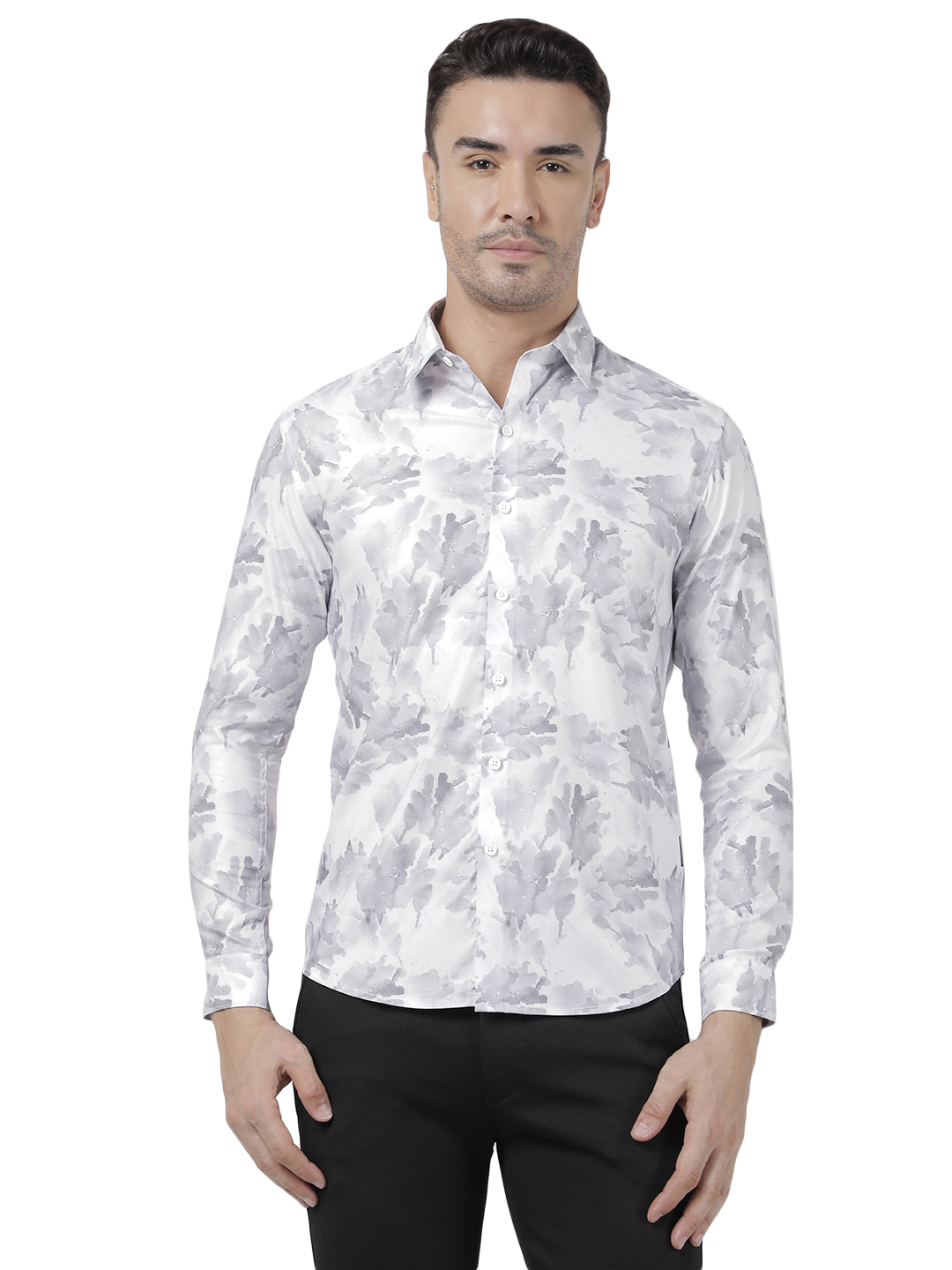 Numero Uno Men Abstract Grey Shirt
